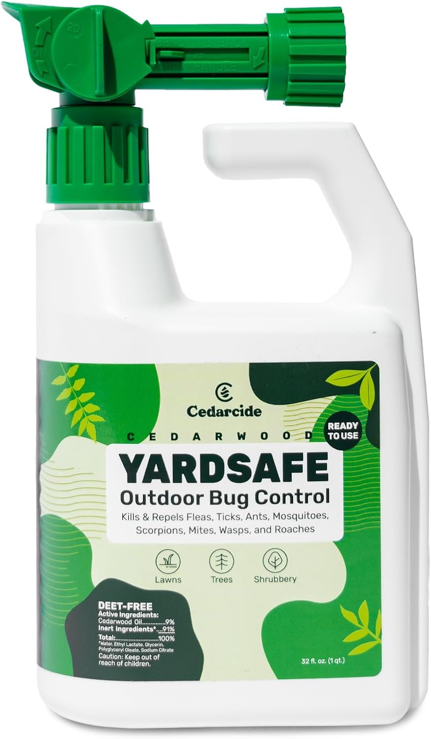 Cedarcide YardSafe | Kills & Repels Mosquitoes, Ticks, Fleas, Mites & More with Natural Essential Oils | Family & Pet-Safe | Eco-Friendly | 1 Quart (32 Oz.)