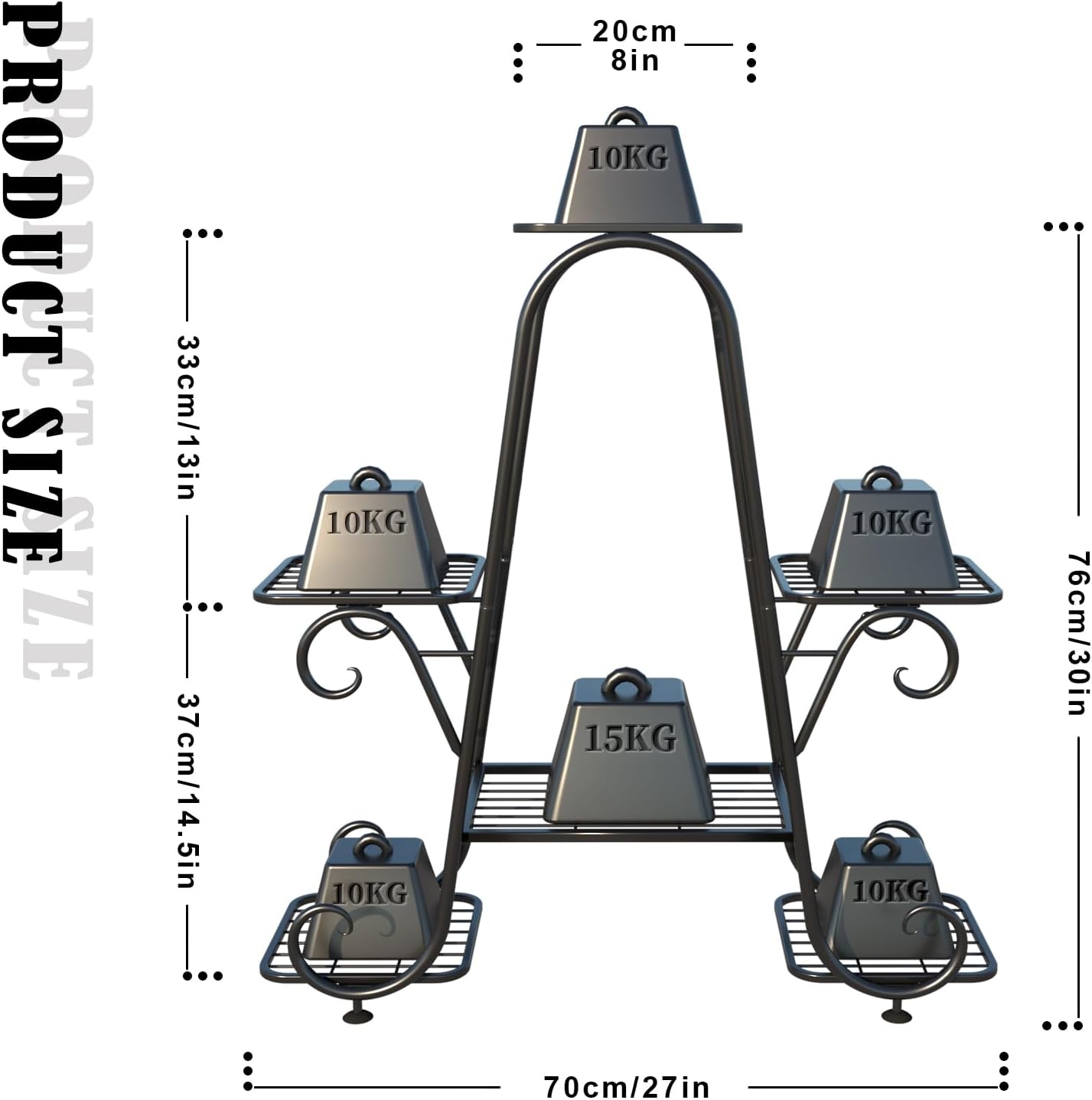 Plant Stand 6 Tier Metal Plant Stands for Indoor Outdoor Plants Multiple Tiered Tall Iron Plant Shelf, Black Plant Rack, Heavy Duty Flower Pot Holder for Corner, Patio, Living Room