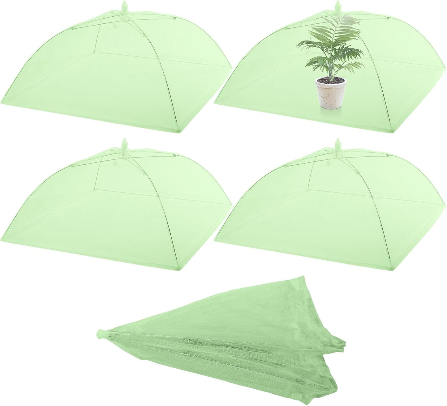 Sawysine 4 Pack Mesh Plant Cover Reusable Screen Cloche Dome Plant Protector Tent Collapsible Umbrella for Outdoor Garden Greenhouse Vegetable Flowers Strawberry from Animals(24 x 24 Inch,Green)