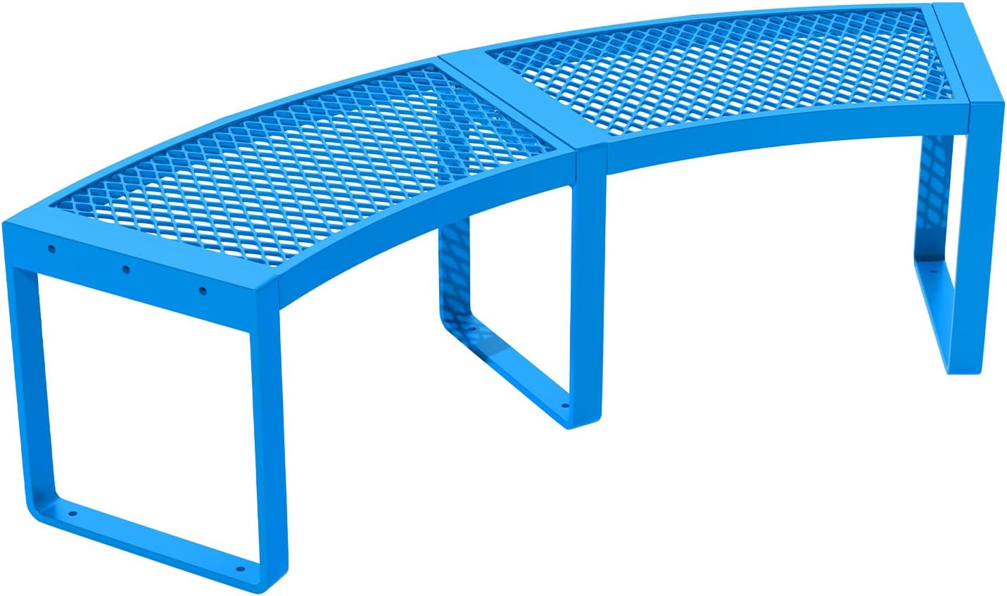 Outdoor Curved Bench, Heavy Duty Metal Park Bench for Outside, Backless Loveseat, Thermoplastic-Coated, Weatherproof Commercial-Grade 2-Person Seating for Park, Patio, Garden, Deck, Beach，Blue