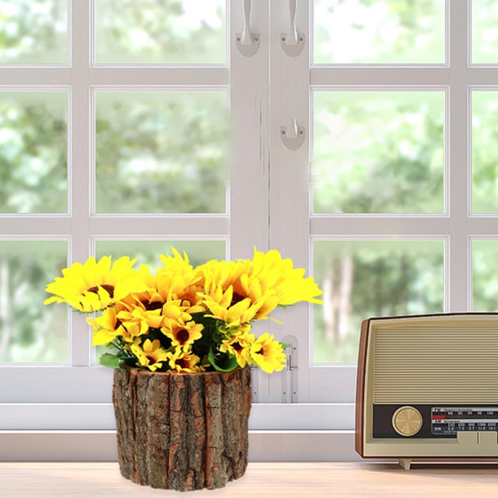 Housoutil 3PCS Wood Bark Flower Pots, Bark Bucket Planter Wooden Flower Pots, Natural Wood Bark Flower Buckets for Indoor Outdoor Home Art Decor