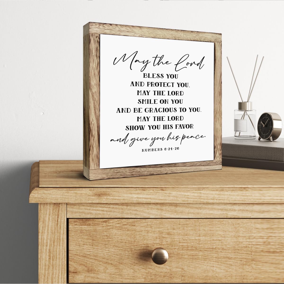 SUSZDOU Scripture Sign, May the Lord Bless You and Protect You Sign, Wooden Plaques Box Signs, Blessing Sign, Christian Home Decor, Christian Gift, Bible Verse Decor Sign, Numbers 6:24-26 Sign