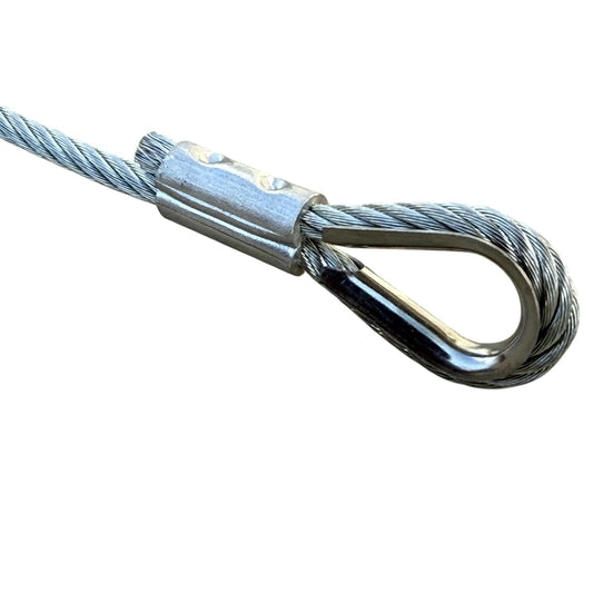 Sandbaggy 3/16" x 50 ft Galvanized Braided Steel Cable w/Looped End (7x19 Wire Rope) (10, Silver, 3/16" x 50 ft)