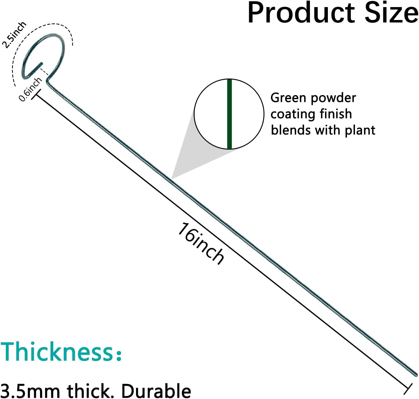 12 Pack 16 Inch Plant Support Stakes, Metal Single stemmed Flower Support Hoops，Garden Plant Stakes Plant Prop for Amaryllis Orchid Lily Rose Peony Tomatoes Gladiolus