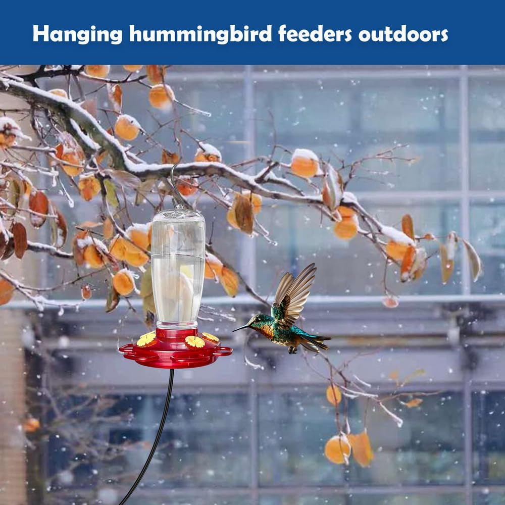 Heated Hummingbird Feeder for Outdoor Winter,Bird Nectar Feeder for Garden Decor,Window Hanging with a Suction Cup and Installation Bracket,Prevents Water Freezing in Cold Weather(2pc)