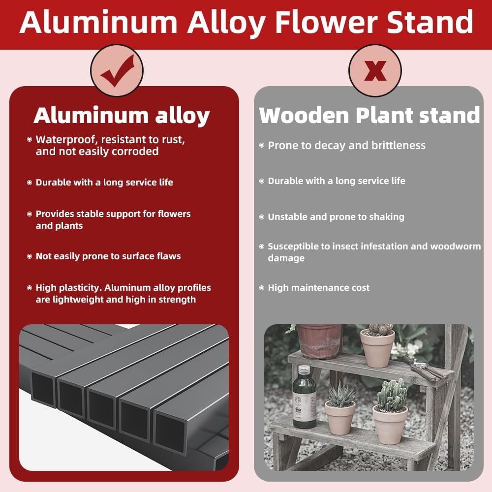 Versatile 3-Tier Metal Plant Stand, Ladder Designed, Heavy-Duty Utility Storage Rack for Indoor & Outdoor Use, Decorative Plant Display for Home, Garden, Patio, and Balcony.