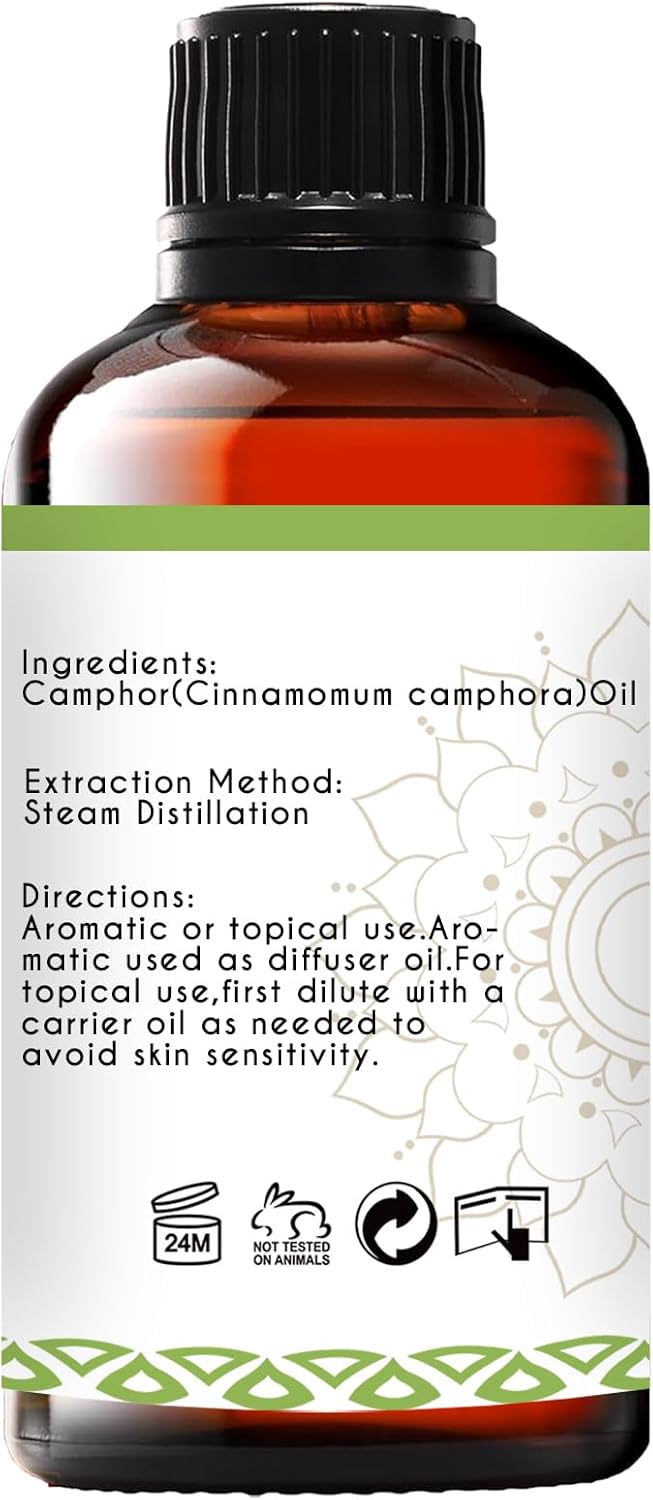 Camphor Oil, Pure Natural Camphor Essential Oil for Diffuser, Room Spray, Household, DIY - 1 Oz
