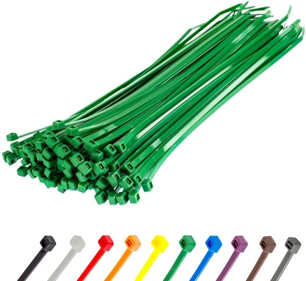 GTSE 12 Inch Green Zip Ties, 100 Pack, 50lb Strength, UV Resistant Long Nylon Cable Ties, Self-Locking 12" Tie Wraps