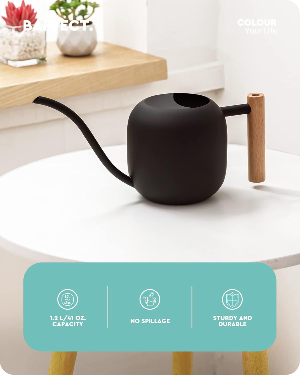 Baffect Watering Can Indoor Plants, 1.2L/41OZ Cute Watering Can Pot, Metal Stainless Steel Garden Water Can with Long Spout for Indoor House Plants Bonsai Outdoor Garden Flower Decorative