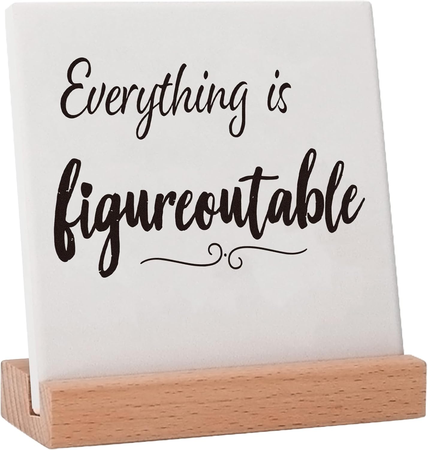 Inspirational Gifts for Team Coworker Friend Graduates Teenage Girl Boy, Encouragement Positive Office Decor Accessories Cheer Up Plaque - Everything is Figureoutable Mental Health Sign