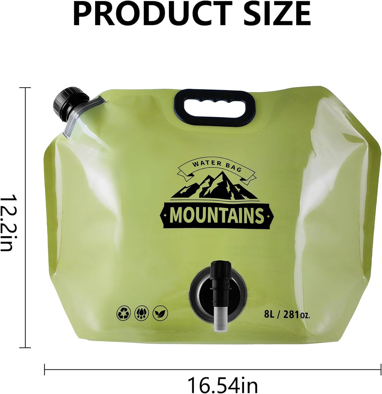Collapsible 8L Water Storage Bag, BPA-Free Portable Folding Water Jug with Adjustable Faucet, Leakproof Emergency Water Bag for Camping, Hiking, Riding, Outdoor Sport (GREEN, 4)