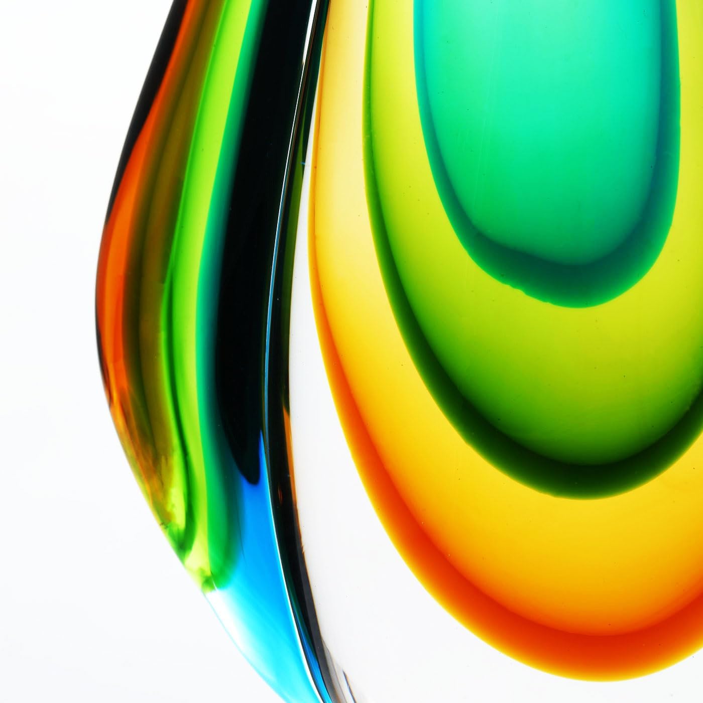 Luxury Lane Hand Blown Green Flame Teardrop Sommerso Art Glass Sculpture for Home Decor 10 inch Tall Centerpiece Table Decoration