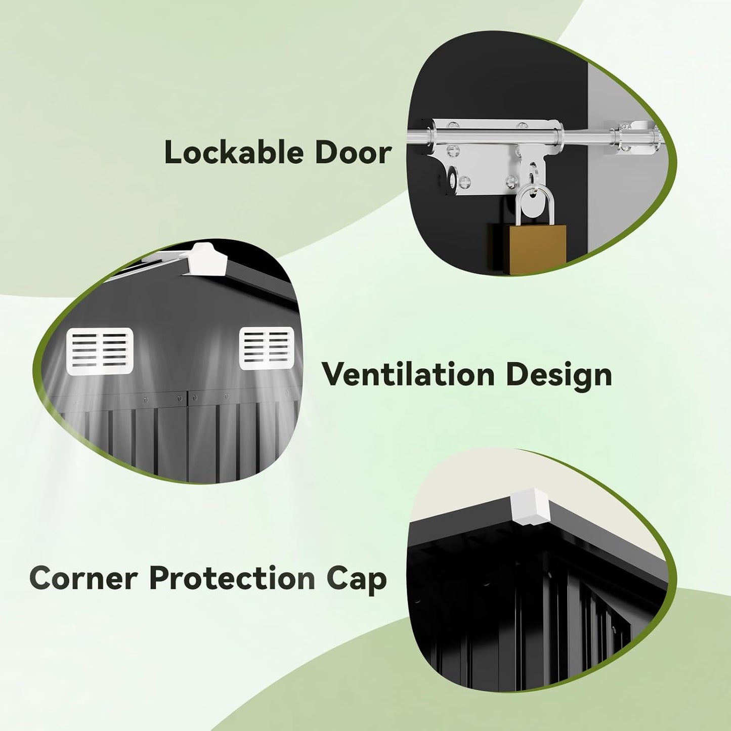 COMHOMA Shed Outdoor Storage Shed Metal,Lockable Doors Tool Sheds with Sloping Roof,Steel Garden Shed with Air Vent for Backyard,Patio,Lawn,Poolside (Grey, 10'*10')