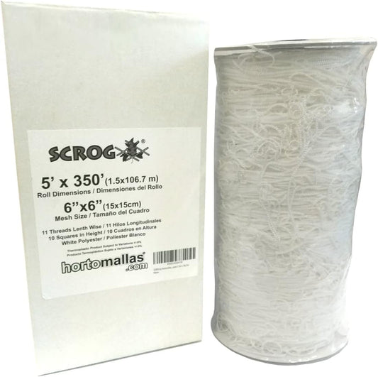OLDMACDONALD Heavy Duty Polyester Trellis Netting Bulk Roll, 5ft x 350ft (60” x 350’ | 1.52m x 106.5m), 6" (15 cm) Squares, Heavy Duty Scrog Net Climbing Plants Vegetables Fruits Flowers Growing Vine