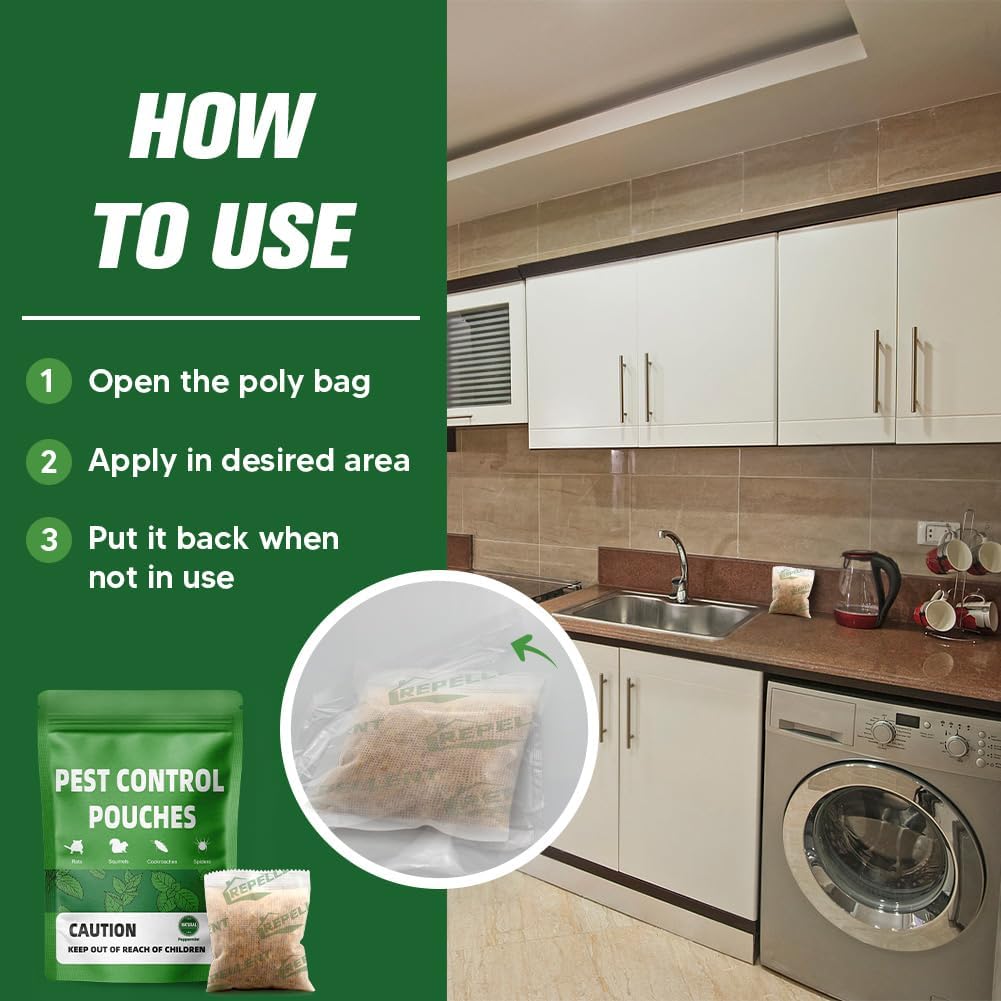 Pest Control, Mouse Repellent Pouches, Rodent Repellent, Mice Repellant Indoor, Peppermint Mice to Repel Spider, Ant, Roach & Mosquito, Rat Repellant Outdoor, Keep Mouse Out of Camper-8P