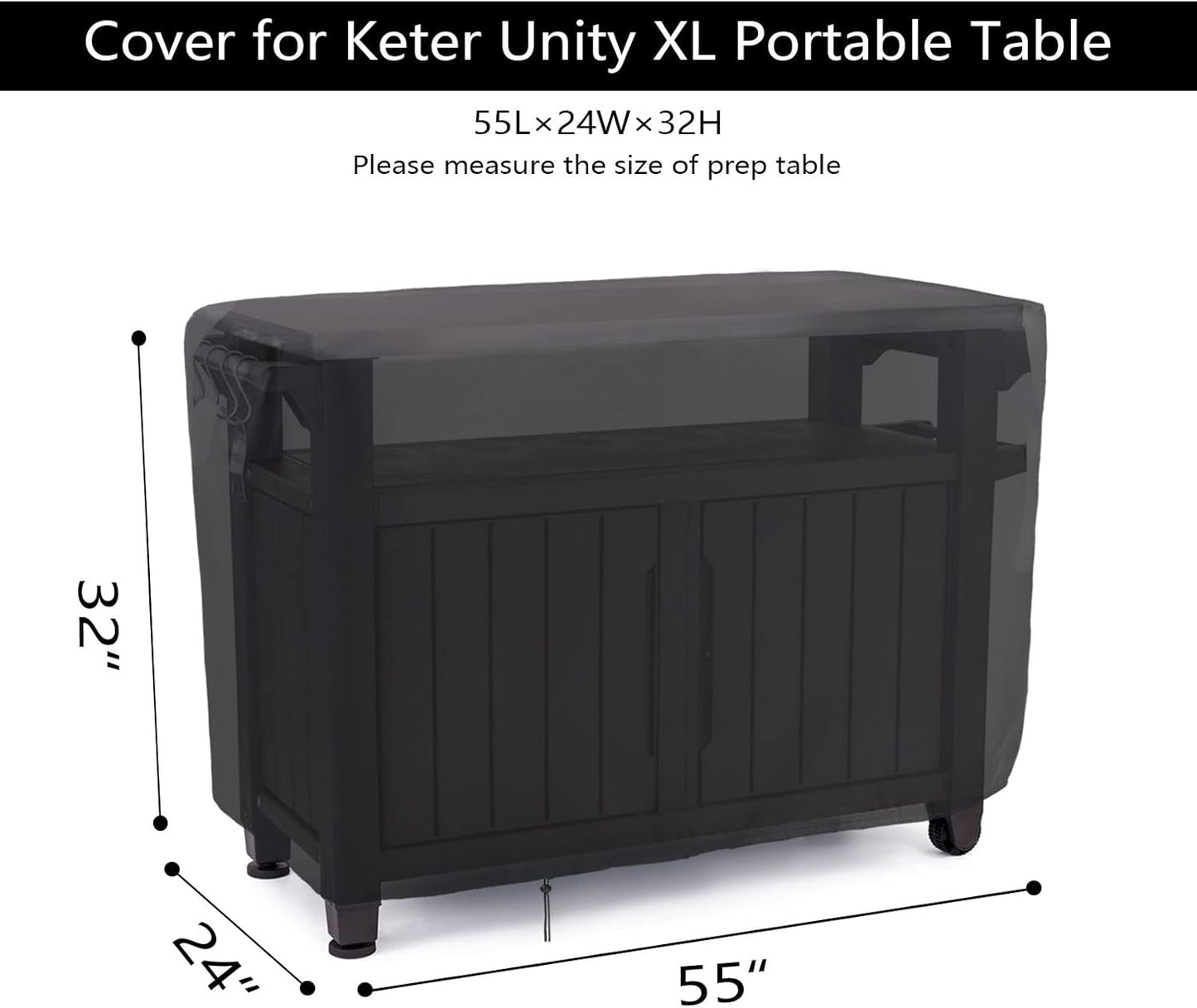 55 Inch Outdoor Furniture Cover for Keter Unity XL Portable Table, Waterproof Patio Rectangle Table Covers,Outdoor Pizza Oven Grill Cover