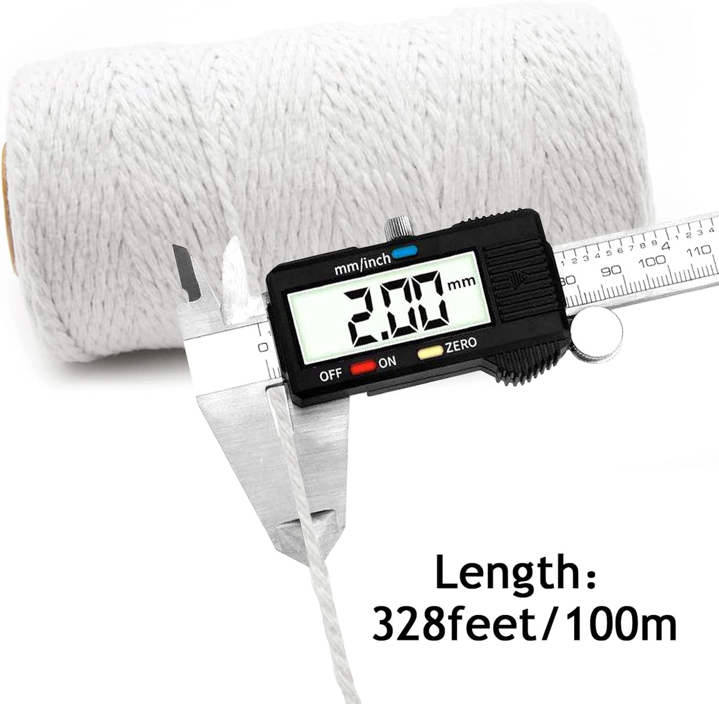 Anvin 984 Feet Cotton Twine Natural Jute Packing String - White for Bakers, Wrapping, Butchers, Baking, Arts and Crafts, Gardening (Pack of 3, 10 Ply 2mm Thick)