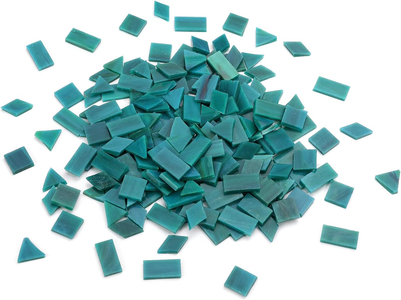Lanyani 200 Mixed Color Glass Mosaic Tiles - 4 Shapes, Tiffany Stained Glass Pieces for Crafts, Turquoise