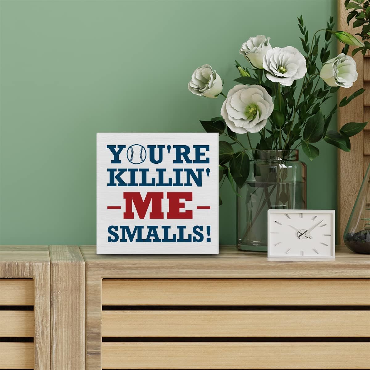 Baseball Softball Decorative Wooden Box Sign You're Killin' Me Smalls Wood Block Plaque Decor Home Table Shelf or Wall Display
