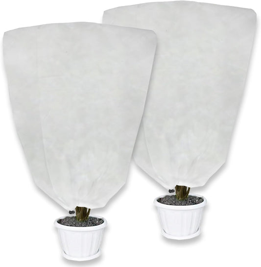 2 Pack Plant Covers Freeze Protection for Winter, 47.2"×31.5" Frost Cloths for Outdoor Plants Cold Weather Blankets with Drawstrings