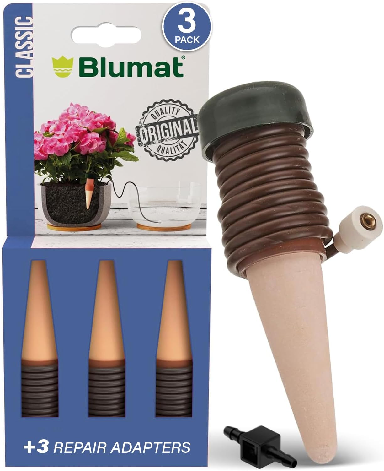 Blumat Classic Plant Watering Stakes (3 Pack) (with Adapter)