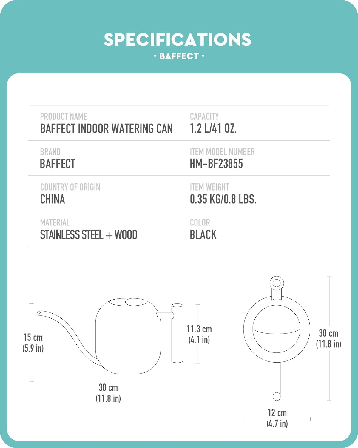 Baffect Watering Can Indoor Plants, 1.2L/41OZ Cute Watering Can Pot, Metal Stainless Steel Garden Water Can with Long Spout for Indoor House Plants Bonsai Outdoor Garden Flower Decorative