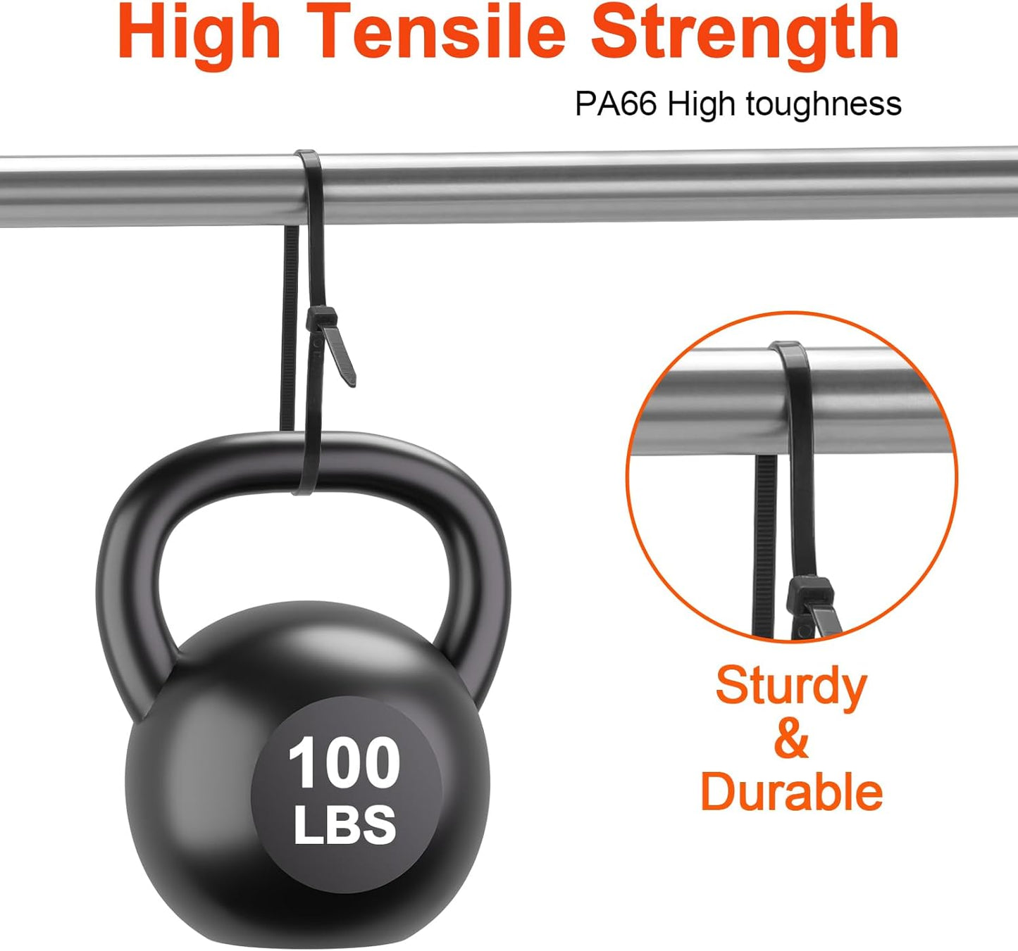 18 Inch Anti Withdrawal Zip Ties 100 LBS Tensile Strength Heavy Duty Cable Wire Ties With Self-Locking Adjustable More Durable Nylon Tie Wraps for Indoor Outdoor（100 Pack）