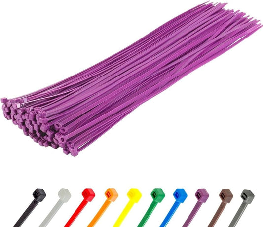 GTSE 14 Inch Purple Zip Ties, 100 Pack, 50lb Strength, UV Resistant Long Nylon Cable Ties, Self-Locking 14" Tie Wraps