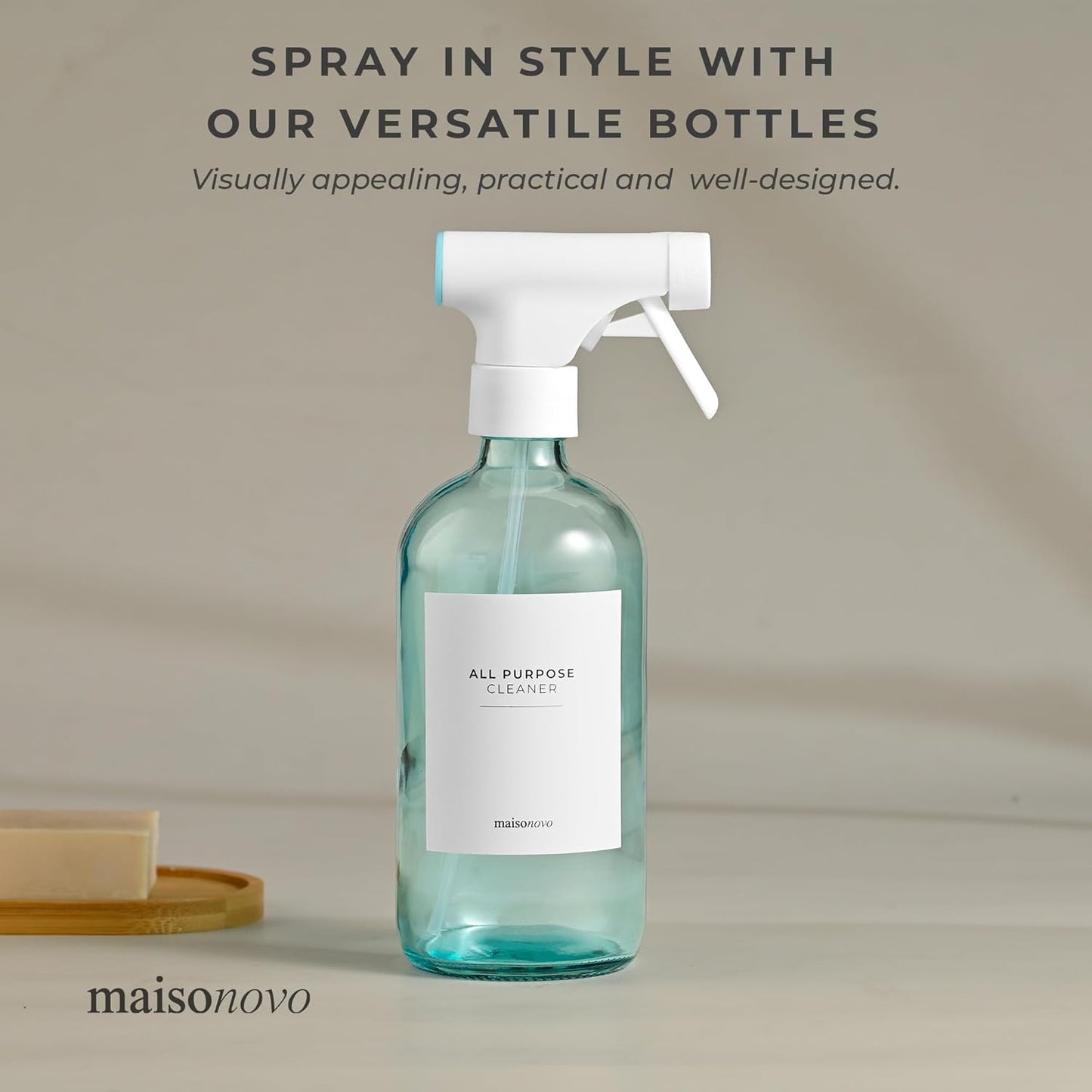 MaisoNovo Spray Bottle for Plants - 16.9 fl oz Blue x 2 with 16 Labels