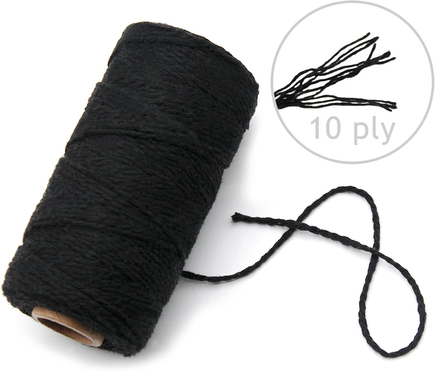 Anvin 984 Feet Cotton Jute Twine Pack - Natural, Black (Pack of 3, 10 Ply, 2mm Thick) for Bakers, Butchers, Arts & Crafts, Gardening