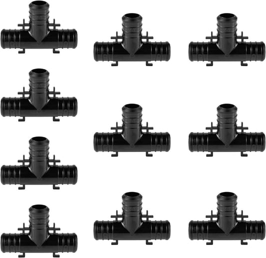 10-Pack EFIELD Pex Fittings Poly PPSU Barb Crimp 1/2" X 1/2" x1/2" Tee With Position Tab, ASTMF2159(PPSU1807007)