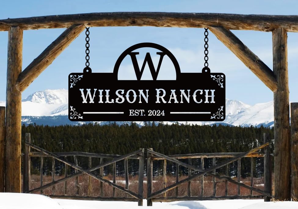 Custom Metal Family Name Farmhouse Sign, Last Name Sign for Farm, Ranch or Farm Signs Indoor Outdoor Personalized, Farmhouse Signs Wall Decor, Farmer Sign.