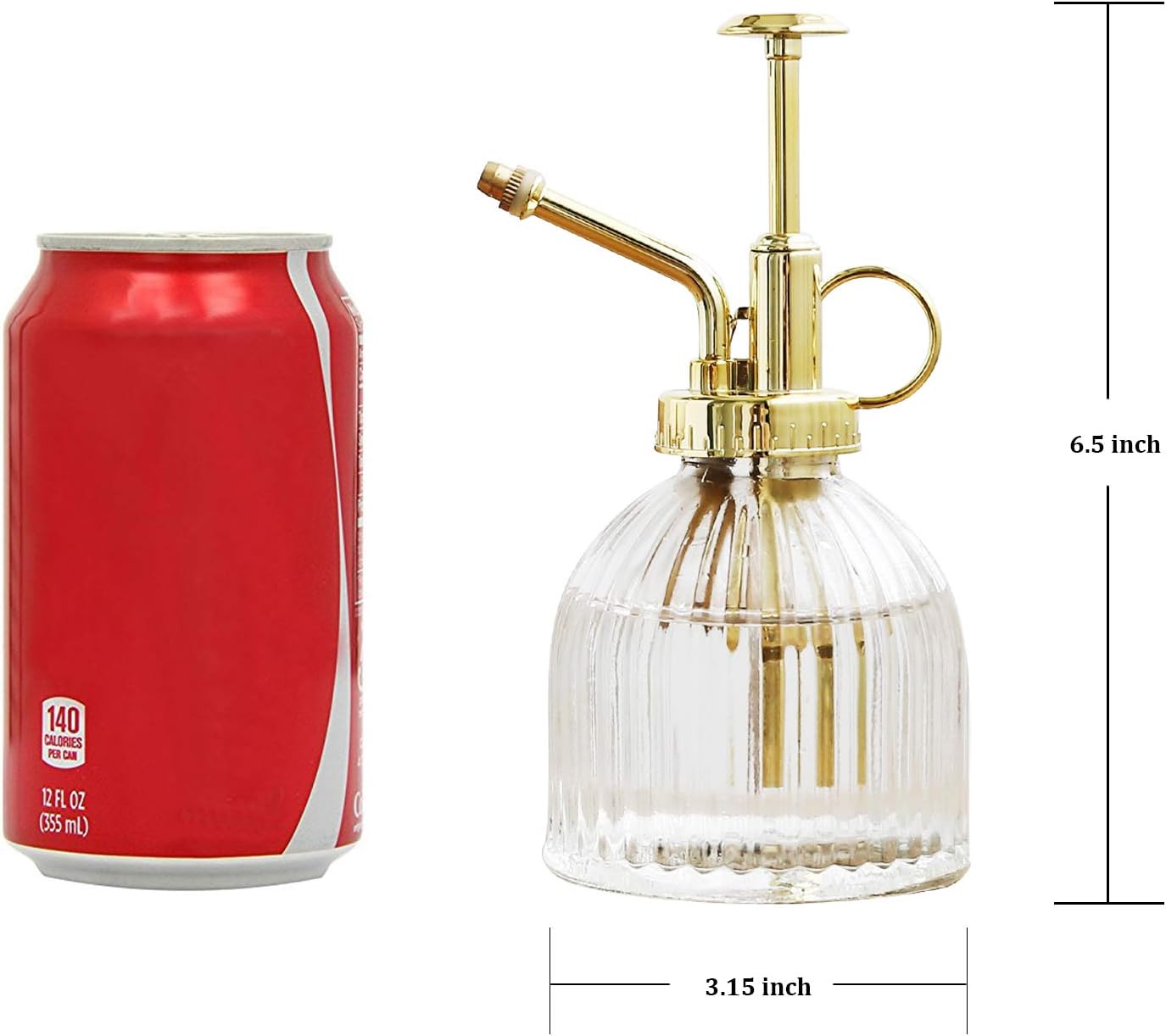 Glass Plant Mister Spray Bottle, Vintage Plant Water Spritzer, Succulent Watering Bottle with Gold Top Pump, Decorative Glass Sprayer Mister Small Watering Can for Indoor Houseplant - Clear