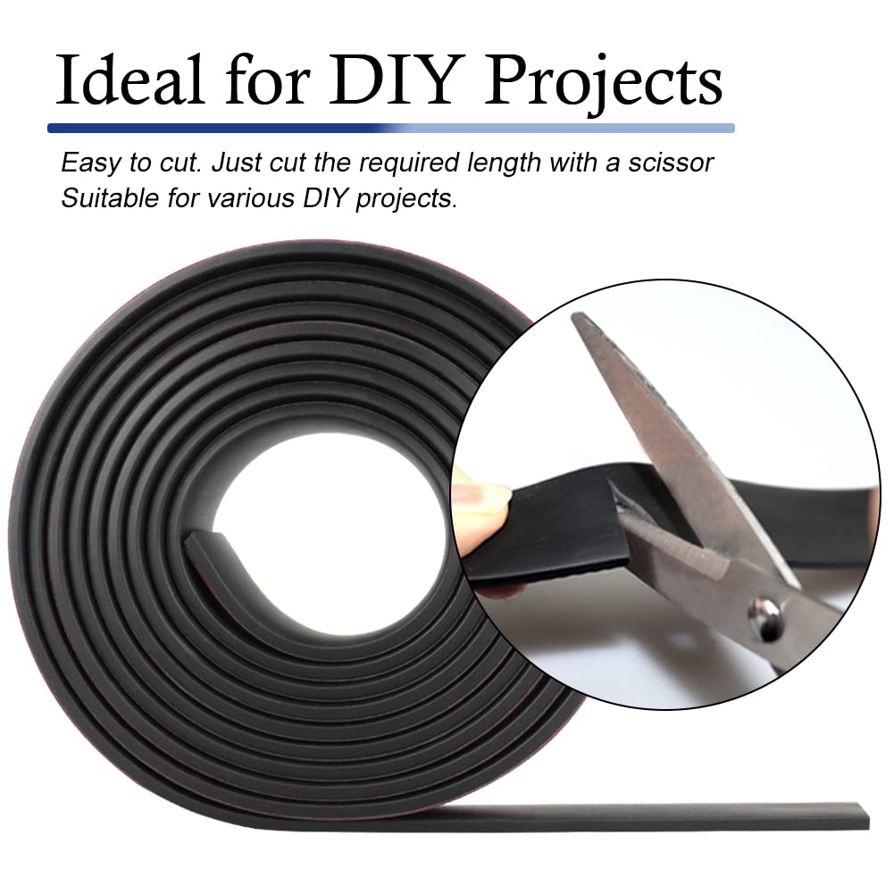 Neoprene Rubber Strips Self Adhesive Solid Rubber Sheets, Rolls & Strips for DIY Gaskets Crafts Pads Seals Warehouse Flooring Neoprene Sheet with Adhesive Backing (1" Wide x 1/5" Thick x 40' Long)