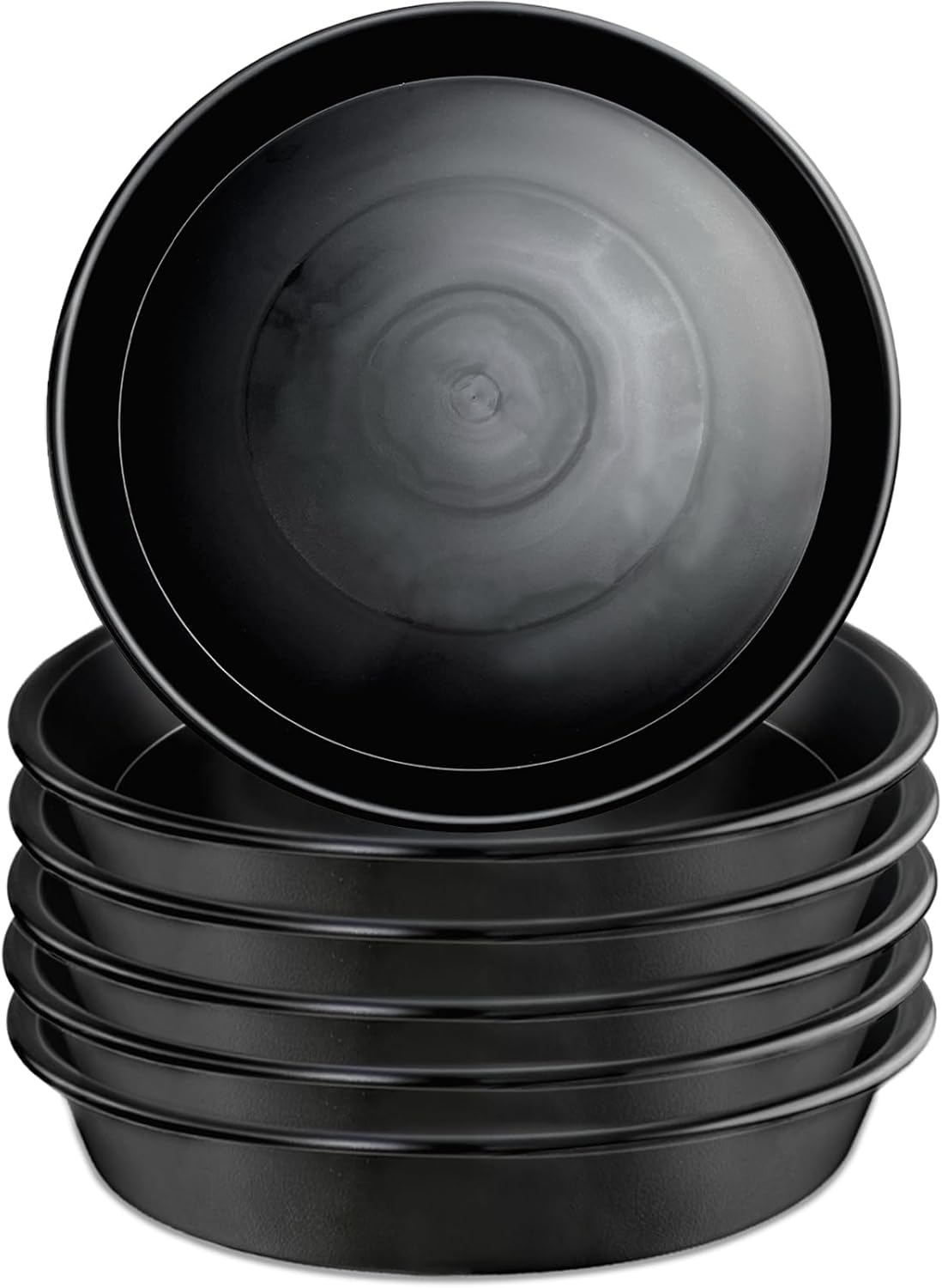 6 Pack 8 Inch Black Plant Saucers, Heavy Duty PP Plastic Plant Trays for Pots, Durable Flower Pot & Planter Saucers, Water Catcher Drip Trays Indoor Outdoor Use