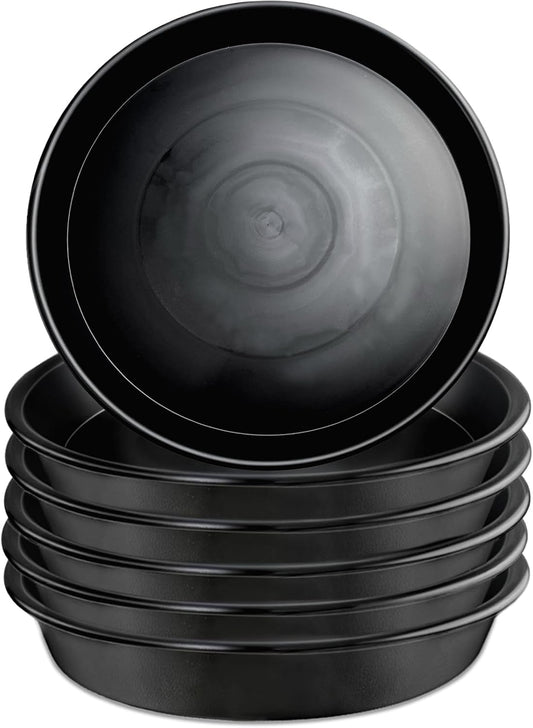 6 Pack 8 Inch Black Plant Saucers, Heavy Duty PP Plastic Plant Trays for Pots, Durable Flower Pot & Planter Saucers, Water Catcher Drip Trays Indoor Outdoor Use