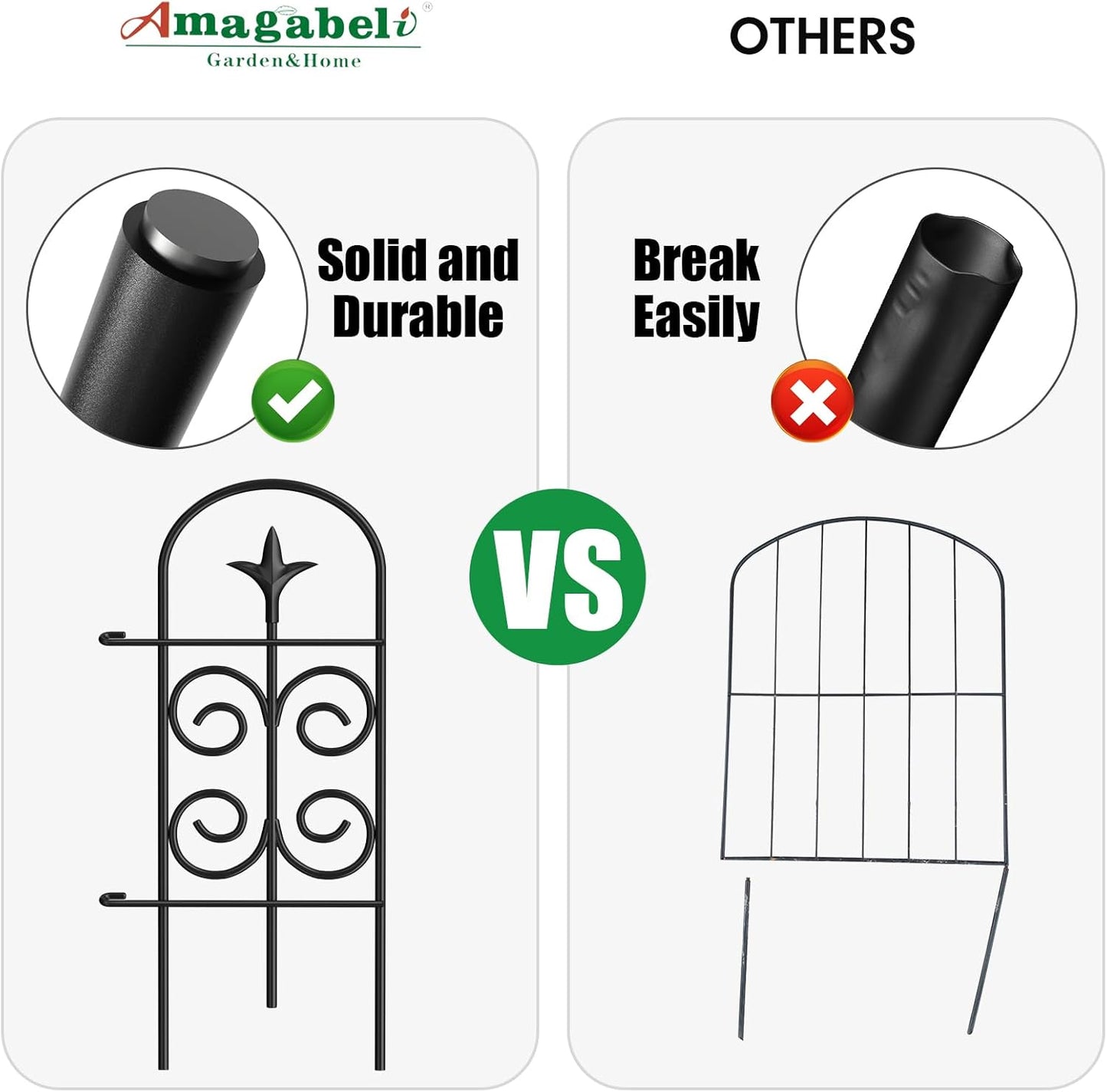 AMAGABELI GARDEN & HOME 8 Panels 32in(H)×10ft(L) Decorative Garden Fences and Borders for Dogs Pre-Linking Panels No Dig Garden Edging Border Fence for Animal Barrier Fencing for Flower Bed Yard Patio