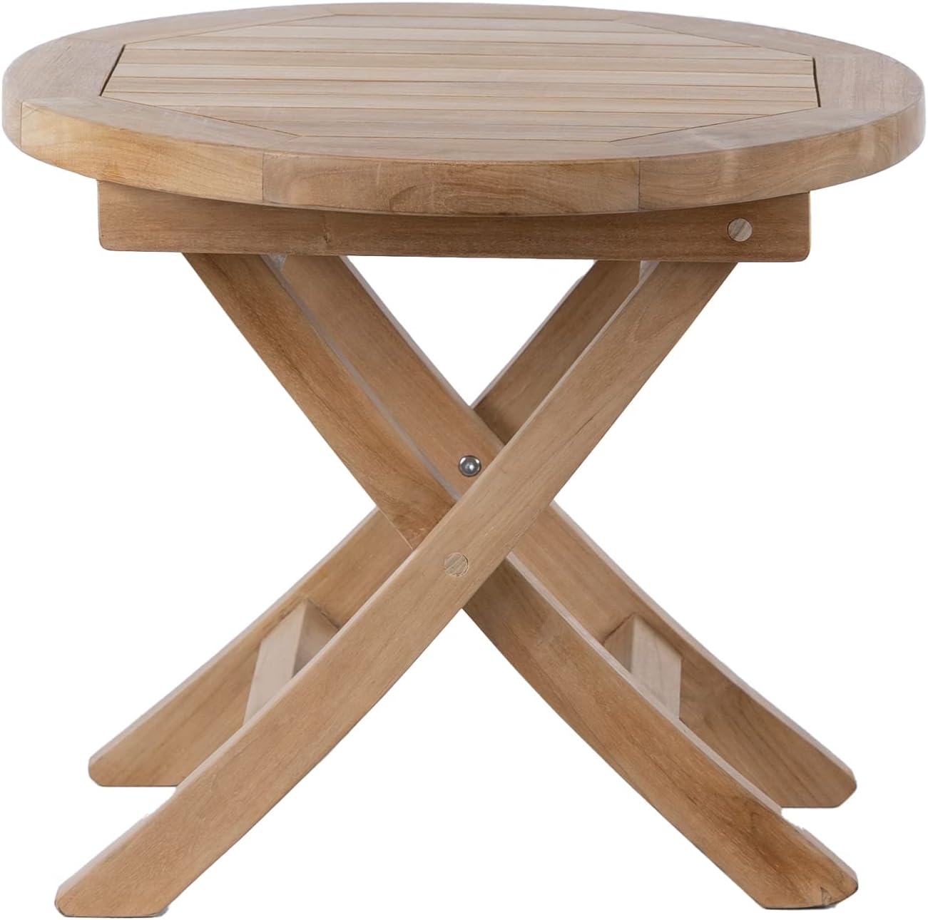 Teak Wood Folding 20”-Inch Outdoor Coffee Table - Perfect for Camping & Outdoor Entertaining - Ideal for Backyard, Front Porch, Balcony (Round)