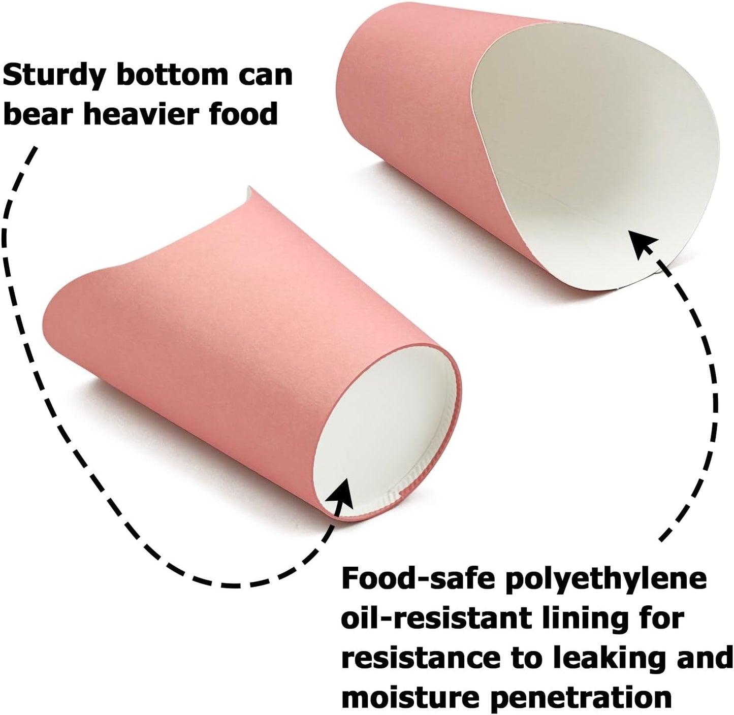 CAMKYDE 50 Pcs French Fries Holder, 12oz Disposable Paper French Fry Cups Charcuterie Cups for all Occasions (12oz, Pink)