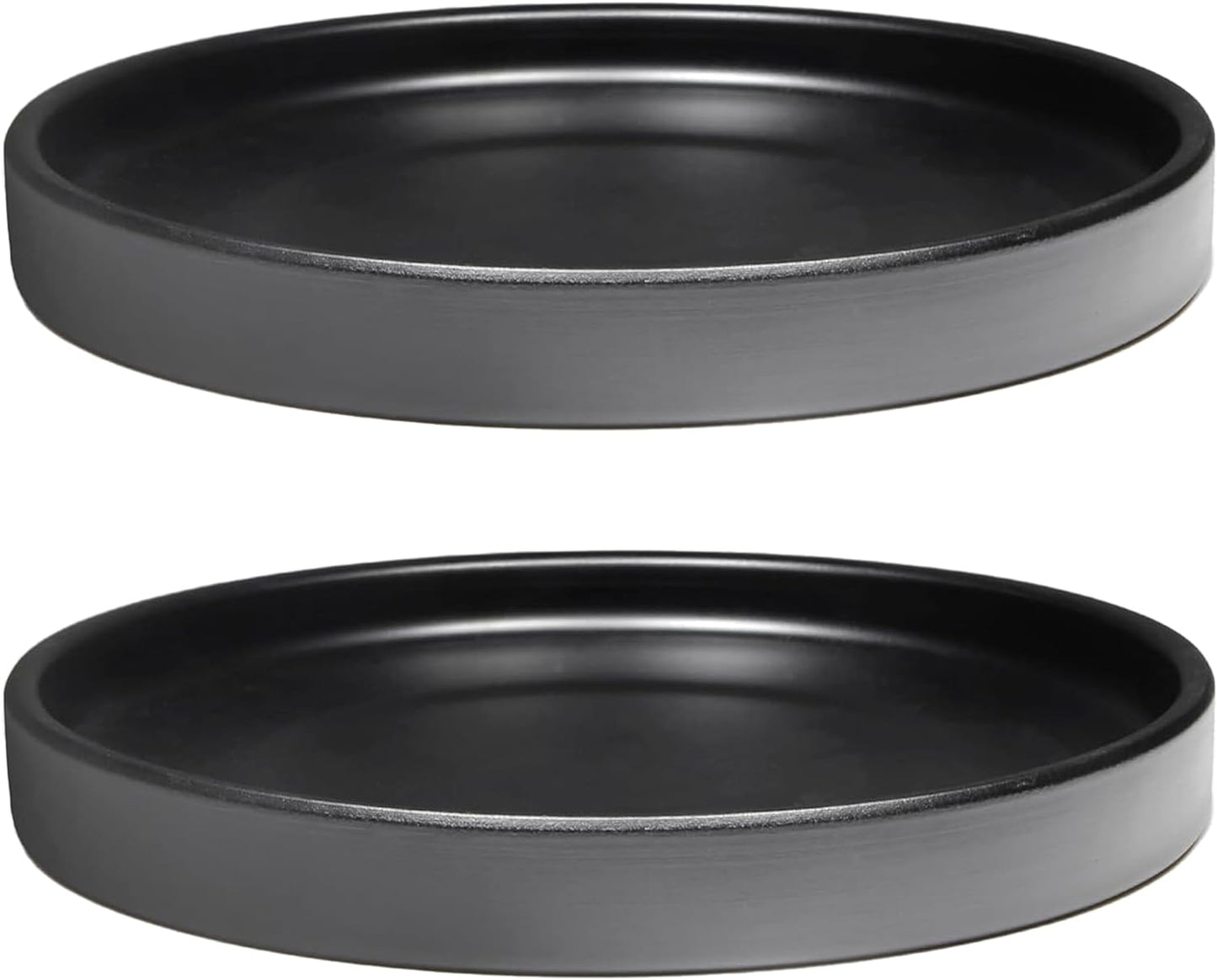 2 Pack Ceramic Plant Saucer Pot Tray 7 Inch, Planter Saucers 4 5 6 7 8 9 10 11 12 13 Inch for Indoors Outdoor, Durable Sturdy Flower Drainage drip Water Tray for Glazed Pots Base (7 Inch-Black)