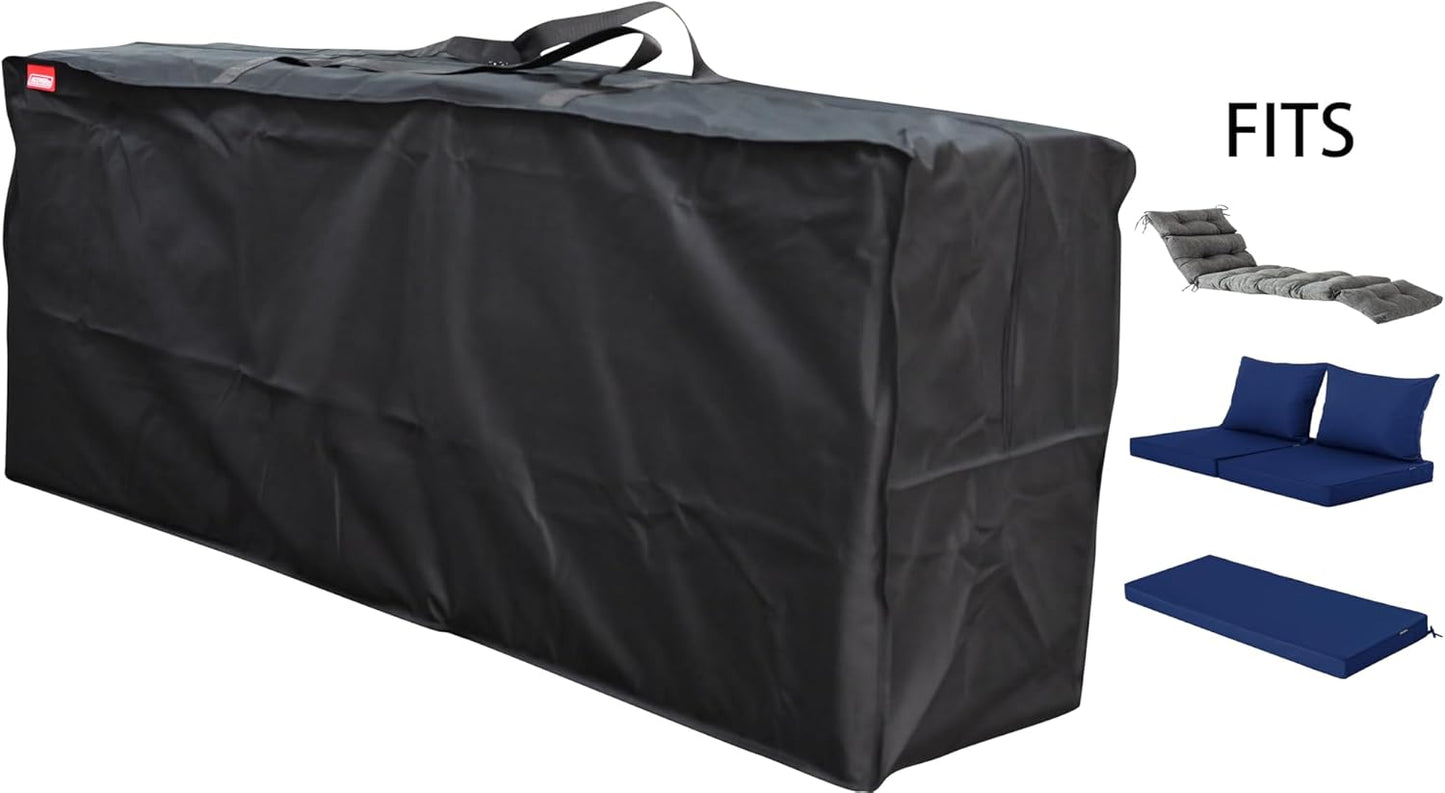 Outdoor Rectangular Cushion/Cover Storage Bag, Protective Zippered Storage Bags with Handles, 50''L x 13''W x 20''H Black