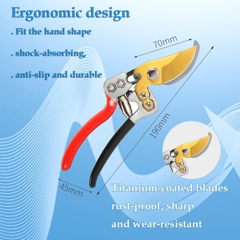 Ultra Sharp Germany Titanium Steel Pruning Shears - Cuts 3X Easier, Weak Hand Arthritis Snips, Rust-Resistant, Effortlessly 1-Inch Cut Capacity Garden Scissors, Ergonomic Handle (gt-06, 1)
