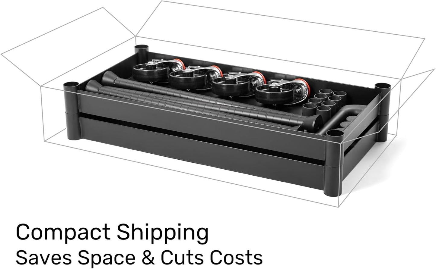 MightyHaul 18" Heavy-Duty Utility Cart with 2 Reversible Shelves, 1,200 lb Capacity, Heavy-Duty Casters for Industrial Use