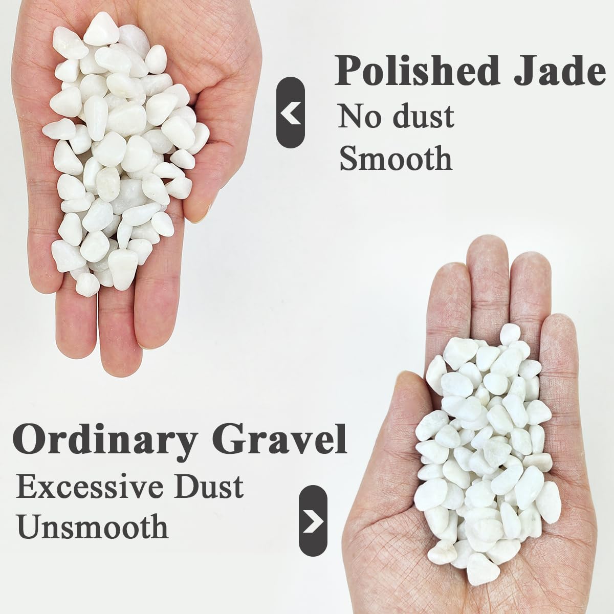 5LB Succulent and Cactus Gravel Pebbles, 3/8 Inch Natural Decorative Polished Stones, River Rocks for Plants, Vases, Aquariums, Terrarium and Outdoor Gardening, White