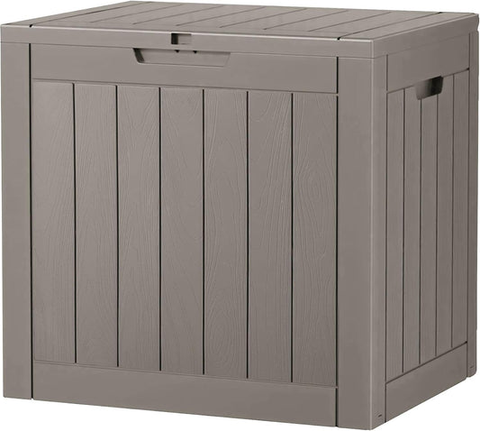 32 Gallon Deck Box Lockable Resin Indoor Outdoor Storage Box waterproof Outdoor Container for Patio Furniture, Pool Accessories, Cushions, Garden Tools, Sports Equipment