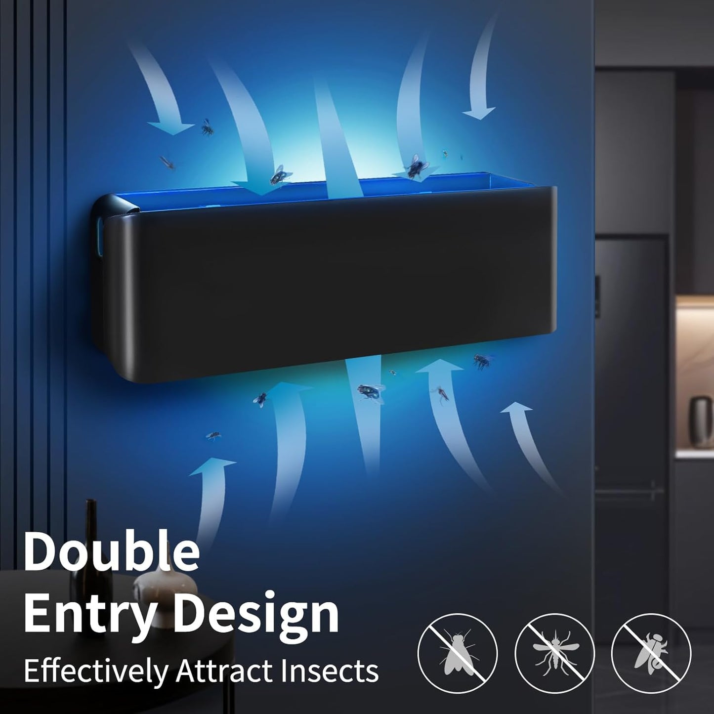 2 Pack UV Fly Light Trap Indoor for Home Gnat Traps for House, Wall Sconce Fly Light Bug Catcher for Kitchen House & Restaurant Fruit Flies Garage & Warehouse with 5 Sticky Glue Boards 6.5 ft Cord