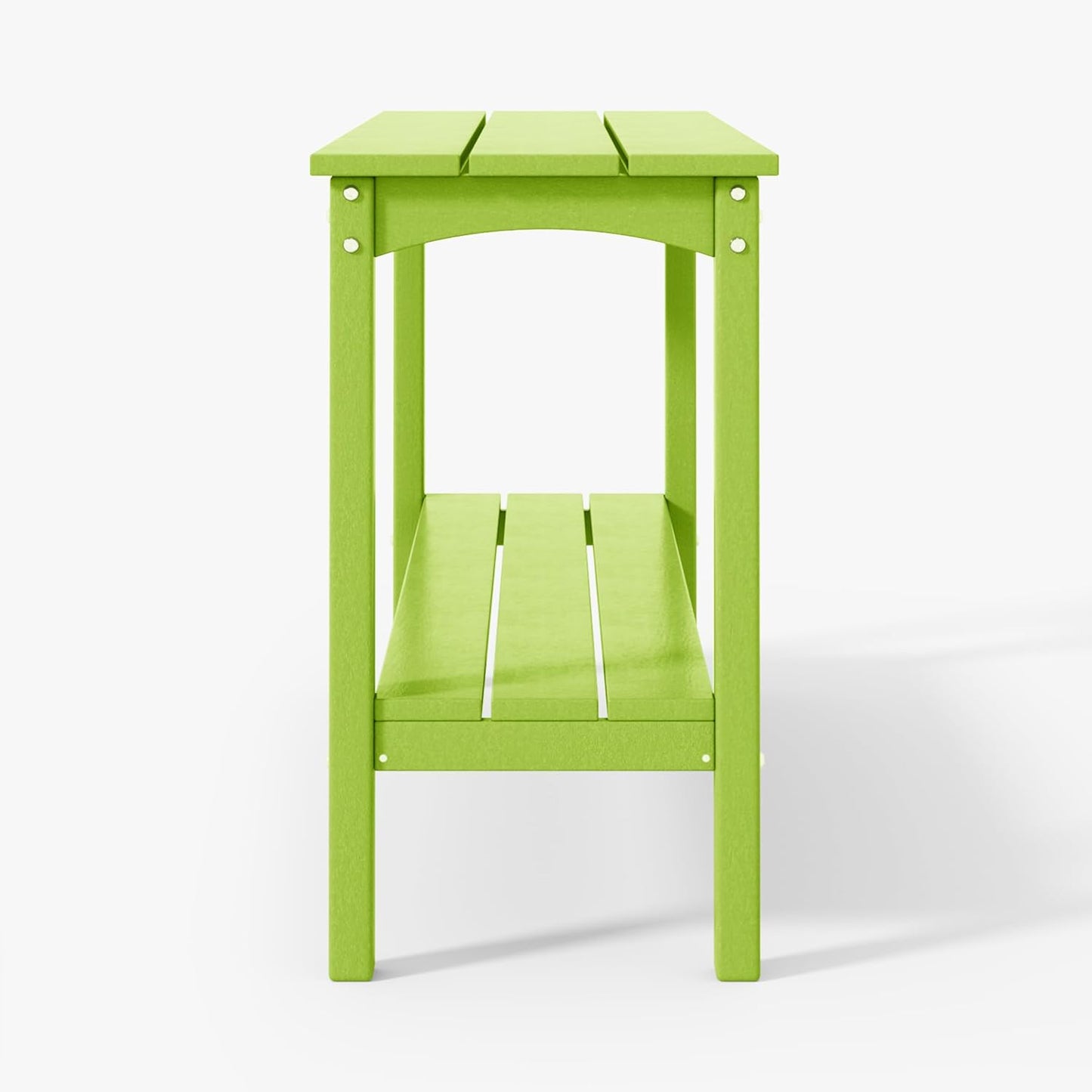 WestinTrends Malibu 55" Outdoor Patio HDPE Adirondack 2-Tier Shelf Console Table, Lime