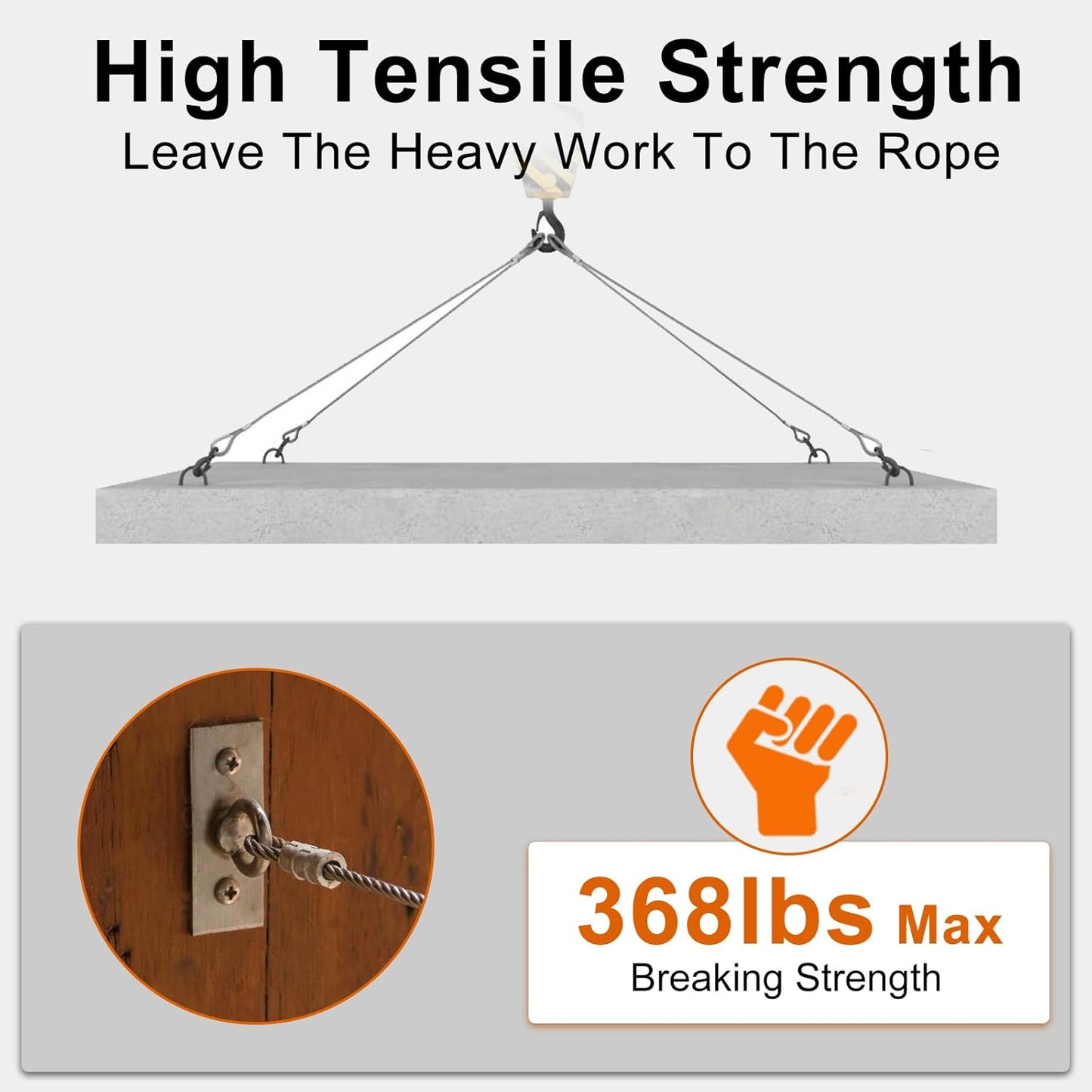 100FT 1/16" Wire Rope Kit, 7x7 Marine Stainless Steel Strand Core, T316 Strength for Hanging, Aircraft, Yard, Garden, Deck Railing, Trellis Wire with Crimping Sleeves, Thimbles