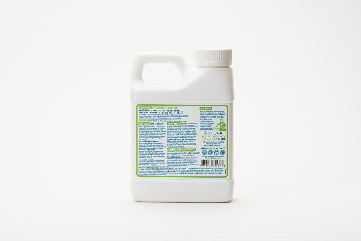 Wondercide - Outdoor Pest Control Spray Concentrate with Natural Essential Oils - Mosquito, Ant, Roach, and Insect Killer, Treatment, and Repellent - Safe Around Pets, Plants, Kids - 16 oz