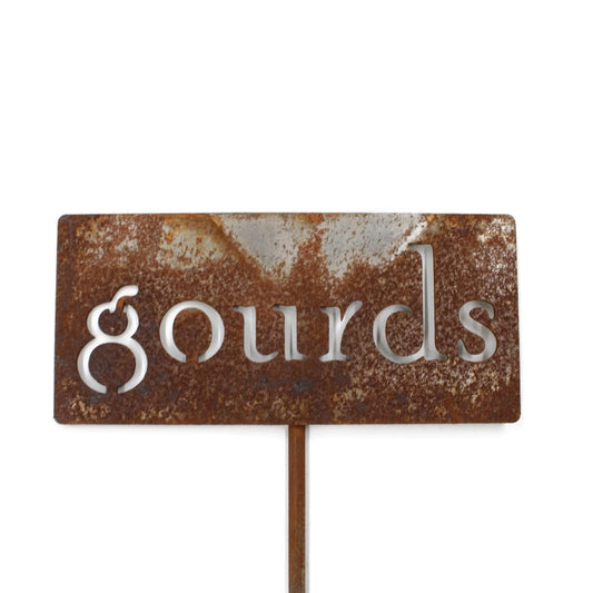 Classic Metal Garden Markers 19 Inches Tall (gourds, Naturally Rusted)